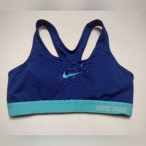 Nike Pro Sports Bra Small Blue Racerback Wireless Workout Activewear Running B8